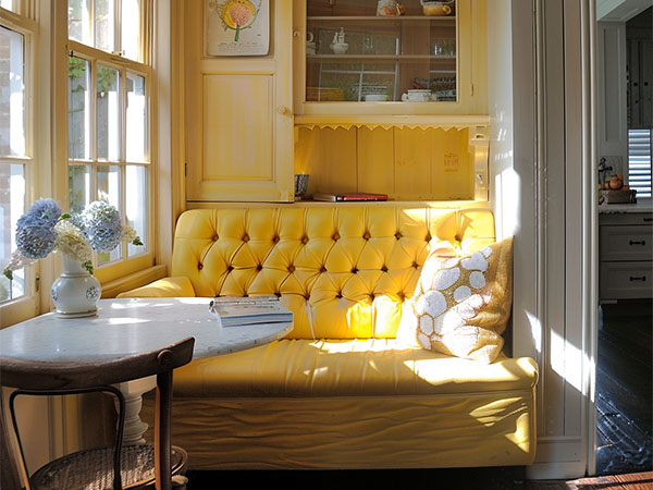 Желтый диван на кухню