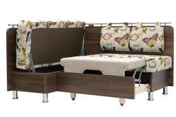 Кухонный угловой диван бежевый со спальным местом Сюрприз К