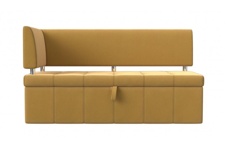 Кухонный прямой диван Стоун с углом левый, Микровельвет, Желтый, 10011680