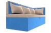 Кухонный диван Метро с углом справа голубой