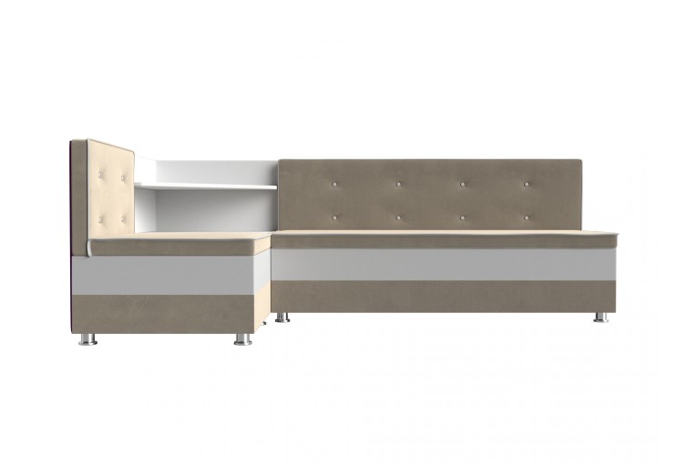 Кухонный угловой диван Милан левый угол, Микровельвет, Бежевый, 1006816