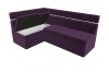 Кухонный угловой диван Классик левый угол, Велюр, Фиолетовый, 13406
