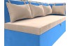 Кухонный диван Метро с углом справа голубой